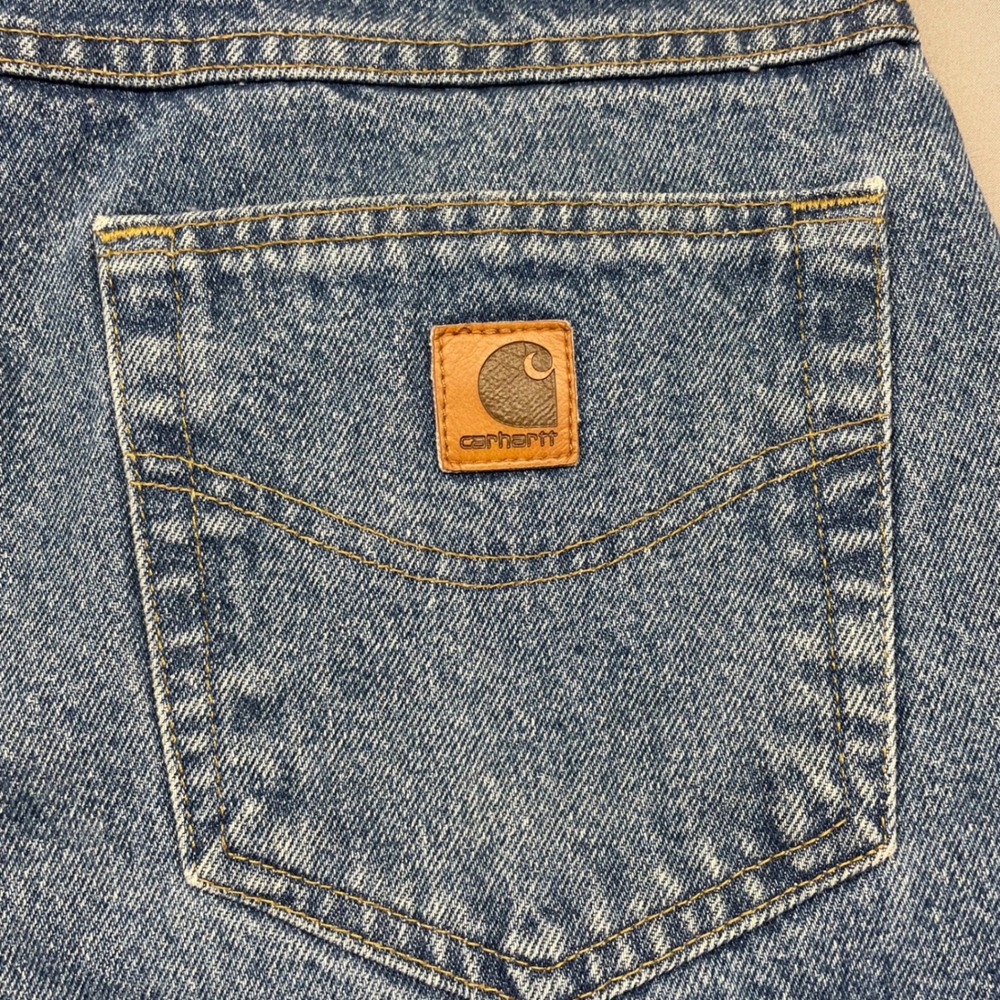 Distressed Carhartt B160 DST Mens Relaxed Fit Stonewash Denim Jeans 36x30 Blue